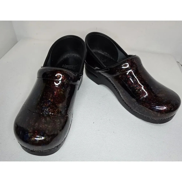 Dansko Women's Pro Multi Scribble Patent Leather Clogs Shoes Sz US 9.5-10 EU 40 - Picture 3 of 13